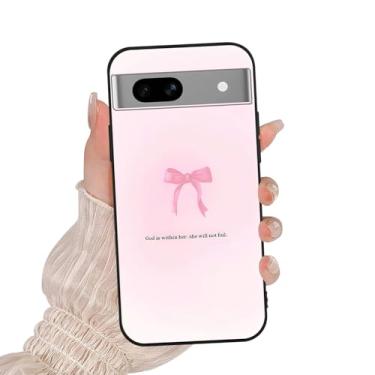 Imagem de Zrutru Capa de telefone com laço rosa gradiente para Google Pixel 7A 5G 15.5 cm, desenho kawaii fofo padrão laço laço design estético capas de silicone macio TPU fino à prova de choque capa protetora
