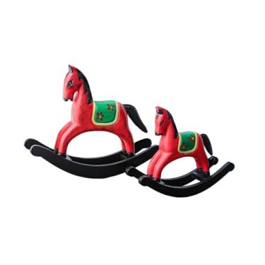 Imagem de Ioensy 2x Estátuas de Cavalo de Balanço, Estatuetas de Cavalo de Madeira, Artesanato, Decoração de Mesa, Esculturas de Animais para Festival, Casa, Mesa,