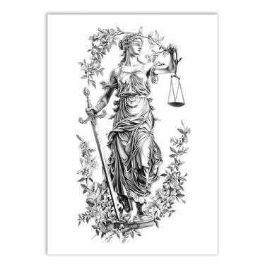 Imagem de Placa Decorativa Deusa Themis Justiça Direito Ilustração Desenho Decoração Poster Quarto Sala