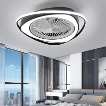 Imagem de Novo Led Ventilador De Teto Ventilador De Teto Quarto Íon Negativo Ventilador Invisível Restaurante Sala De Estar Moderno Minimalista Com Controle Remoto, White