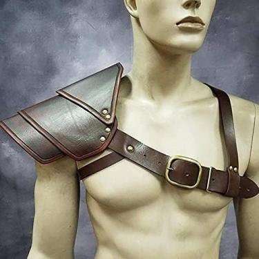 Imagem de Armadura De Ombro De Couro Falso Retrô, Almofada De Ombro Única Ajustável Armadura De Arnês, Acessórios De Fantasia De Cosplay De Cavaleiro Guerreiro Medieval Adereços De Halloween, Brown