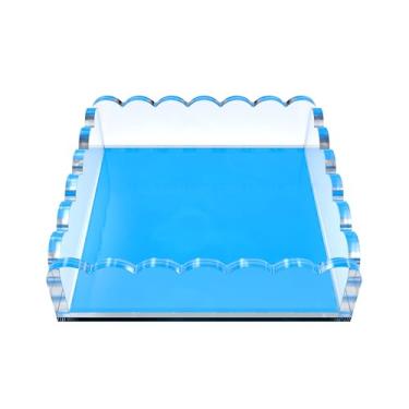 Imagem de Bandeja recortada de acrílico, inclui almofadas antiderrapantes | 20 x 20 x 5 cm | (azul)