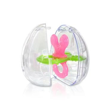 Imagem de Mordedor De Bebê Ultra Macio Silicone Com Estojo Higiênico - Nuby, Ros