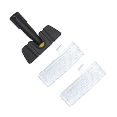 Imagem de KiBcsLic Peças de limpeza a vapor, acessórios portáteis e resistentes, reutilizáveis, bico de reparo para piso, cabeça de limpeza a vapor para carros, com 2 Mops Brancos