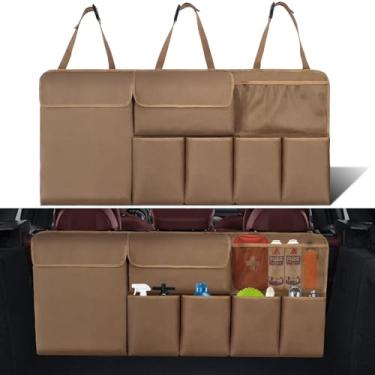 Imagem de NEWFOM Organizador de porta-malas de carro, organizador de pendurar no banco traseiro com bolsos de armazenamento para SUV, caminhão, van, organização dobrável de porta-malas para acessórios de carro