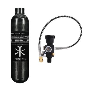 Imagem de TUXING Tanque de ar de fibra de carbono 4500Psi 0,42L 25Cu em garrafa PCP HPA, cilindro de gás, caça de paintball para arma de rifle de ar PCP Daystate e rosca FX M18 * 1,5 (25CI/4500PSI)