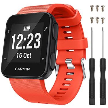 Imagem de Pulseira para Garmin Forerunner 35, pulseira de silicone macio de substituição para smartwatch Garmin Forerunner 30 (sem rastreador), Laranja, Personalizado