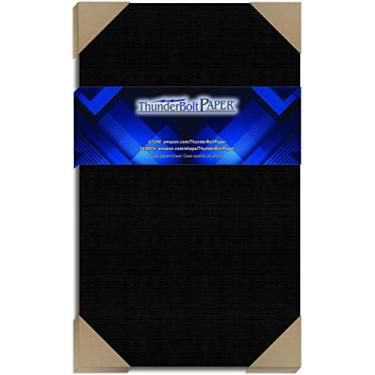 Imagem de Tamanhos médios – Folhas de papel de linho preto escuro 80 # – peso da capa de 80 libras – Cartolina de acabamento texturizado de linho fino, Preto, 8.5x14 - 25 Sheets