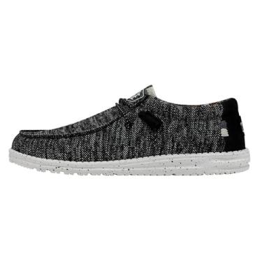Imagem de HEYDUDE Wally Sox masculino | Sapatos masculinos | Mocassins masculinos com cadarço | Confortável e leve, Preto, branco, 45