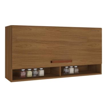 Imagem de Armário Aéreo Monza 120cm 1 Porta Basculante Freijó Com Nichos - Indékes Freijó