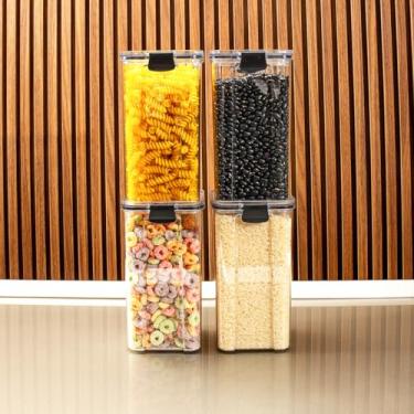 Imagem de Kit 4 Potes Herméticos 1,5L - BPA Free, Porta Tempero, Porta Mantimentos para Cozinha e Organização