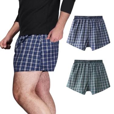 Imagem de TIICHOO Cueca Boxer Masculina Para Incontinência, Lavável, Protetora E À Prova De Vazamento Urinário, Com Braguilha Frontal, Pacote 2 (4Gg, Xadrez Azul Verde)