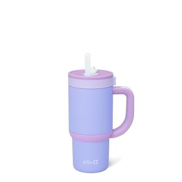 Imagem de Ello Oasis Copo infantil de aço inoxidável de 400 ml com alça e canudo retrátil, 100% à prova de vazamento, isolamento a vácuo de parede dupla, garrafa de água infantil para escola, livre de BPA