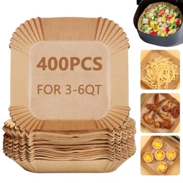 Imagem de Pacote com 400 forros de fritadeira a ar de 19 cm, folhas de papel manteiga para cesta de fritadeira a ar, antiaderente, descartável, não branqueada, resistente ao calor, serve para fritadeiras a ar