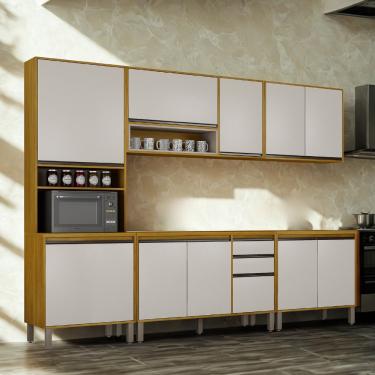 Imagem de Cozinha Modulada 5 Peças com Tampo Eduarda Plus CHF - Cinamomo/Off White