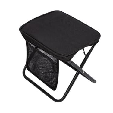 Imagem de Generic Banco dobrável para acampamento, reclinável, com apoio para os pés, cadeira de, resistente, leve, mini cadeira dobrável com bolso lateral, Preto, L