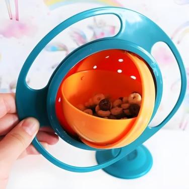 Imagem de Prato Mágico Infantil 360° Antivazamento - Gira Sem Derramar o Alimento, Ideal para Bebês e Crianças CORES SORTIDAS
