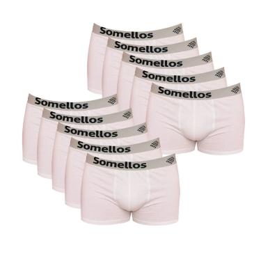 Imagem de Kit 10 Cuecas PLUS SIZE EXG1 Somellos  Branca Boxer Somellos Microfibra