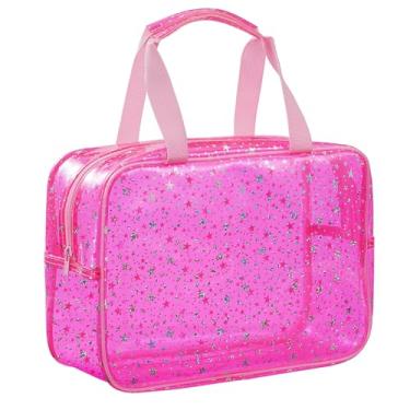 Imagem de UUYUUY Bolsa de maquiagem transparente de PVC, rosa, Bolsa de maquiagem transparente