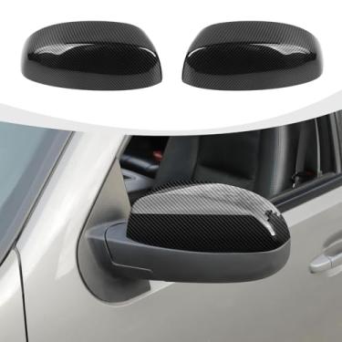 Imagem de RAZPOY Capa de espelho retrovisor lateral com acabamento em concha superior compatível com Chevy Silverado & Suburban & Tahoe & GMC-Yukon & GMC-Sierra & Cadillac Escalade 2007-2013, fibra de carbono