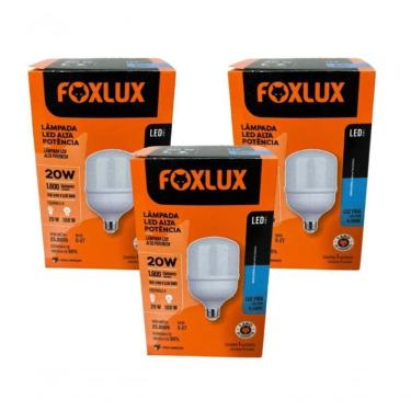 Imagem de Lampada Led Bulbo 20w 6500 K Foxlux Bivolt Kit 03 Und