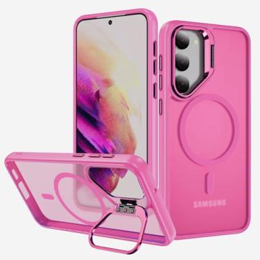 Imagem de Meifei Capa para Galaxy S23, capa magnética para Samsung S23 5G com suporte, capa protetora híbrida à prova de choque à prova de quedas para Galaxy S23 6,1 polegadas 2023, rosa pêssego