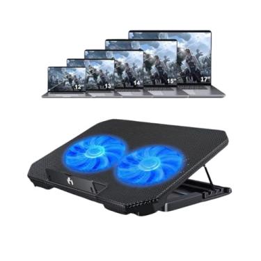 Imagem de Suporte Ergonômico para Notebook (até 17") – Cooler Duplo Silencioso 20 dBA, Ajuste em 8 Níveis, Iluminação LED, USB Extra, Durável e Ergonômico