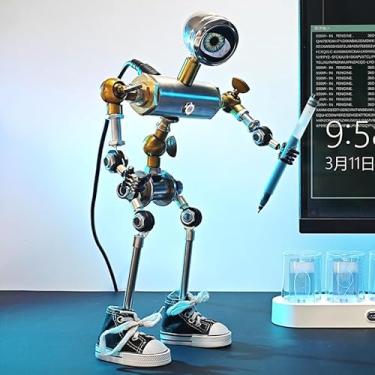 Imagem de DalaiTech Steampunk Decoração de mesa feita à mão vintage industrial metal juntas móveis robô PC Desktop botão interruptor de energia para casa e escritório