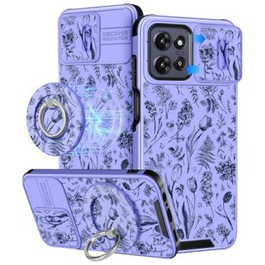 Imagem de Buleens Capa para Moto G Power 2025 - Capa para Motorola Moto G Play 2025 linda projetada com suporte de anel e capa de câmera feminina estética kawaii flor floral feminina capa de telefone compatível