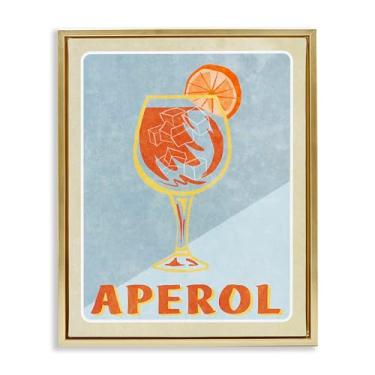 Imagem de Stupell Industries Arte de parede em tela flutuante vintage Aperol Spritz dourada emoldurada por Elizabeth Medley, 78 x 63 cm
