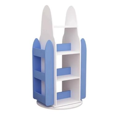 Imagem de Estante para sala de aula, prateleira giratória de 4 andares, estante rotativa, multifuncional, estante giratória de canto de madeira