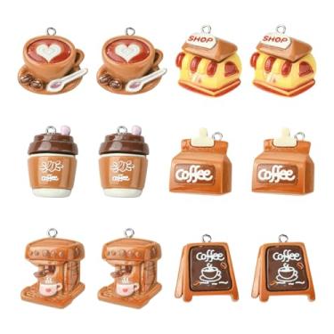 Imagem de Ornazy 30 peças de pingentes de resina com tema de café, xícara de café e amuletos de bebida à máquina para fazer joias, acessórios de artesanato