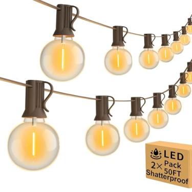 Imagem de Vocevos 2 unidades, 2 unidades, cordão de luzes LED externas, à prova d'água, luzes de pátio, quintal, resistente, à prova de estilhaçamento, lâmpadas G40, lâmpadas conectáveis, globo de luz
