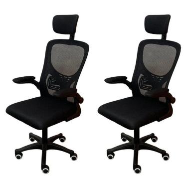 Imagem de Kit 2 Cadeiras Escritório Presidente Tela Mesh Bogotá Preto