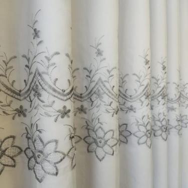 Imagem de Cortina Para Bastão Voil Bordada Com Forro Microfibra Sala 5,00x2,60 -