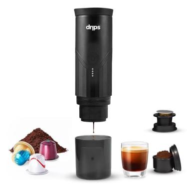 Imagem de drips Máquina de café expresso elétrica portátil com autoaquecimento de 3 a 4 minutos, mini cafeteira de 20 bar compatível com cápsula NS e café moído para acampamento, viagens, caminhadas, escritório
