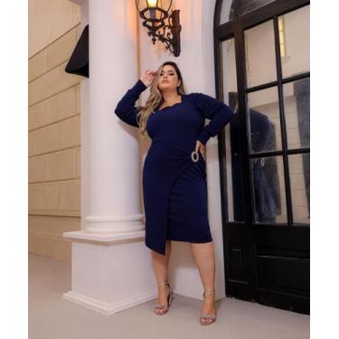 Imagem de Vestido Plus Size Fivela Lateral Moda Evangélica Feminina - Miss Flowe