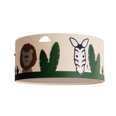 Imagem de Luminária Infantil Plafon Safari Cúpula Cru 30x15  - Tom Luz