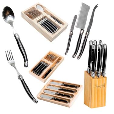 Imagem de Kit Laguiole De Luxo Inox Com Cepo, Talheres E Bandejas 25 peças