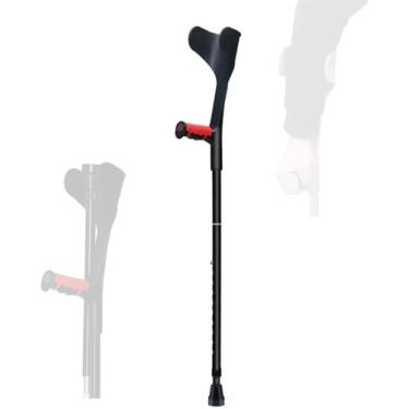 Imagem de Muletas De Antebraço Ajustáveis Com Punho Aberto, Muletas De Cotovelo Portáteis Para Adultos, Homens, Mulheres, Bengalas De Liga De Alumínio, Rolamento 220lbs, Black
