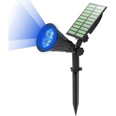 Imagem de Luzes De Paisagem Solar, 4 Holofotes Solares Led 2 Em 1 Luz De Segurança à Prova D'Água Luzes Solares Ao Ar Livre Para Árvore, Pátio, Quintal, Blue