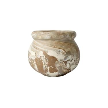 Imagem de Vasos de plantas Vaso de flores redondo barro requintado com personalidade retrô para suculentas verdes em vaso mini respirável e perfurado(Brown)