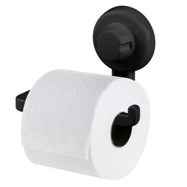 Imagem de Suporte Porta Papel Higiênico De parede Com Ventosa Banheiro Lavabo Pr