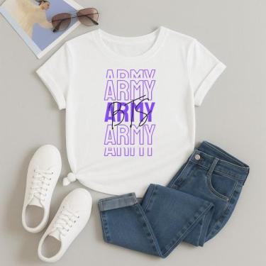 Imagem de Camiseta Algodão Unissex Estampada Army Bts 275 Blusa Despojado Modinh