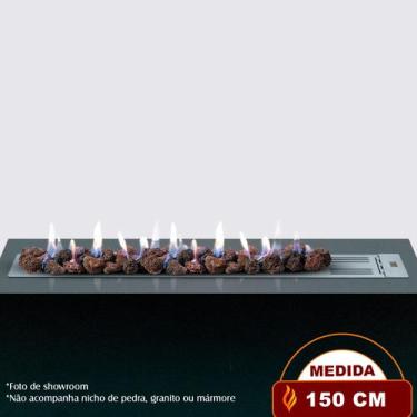Imagem de Lareira a Gás Bella - 150cm - Aço Carbono Cinza - Fogo & Art, Sem chav