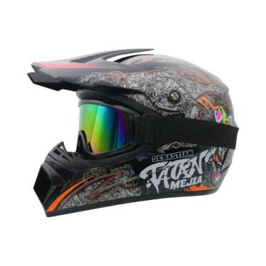 Imagem de Capacete De Motocicleta De Motocross De Rosto Inteiro Capacete Off-roa