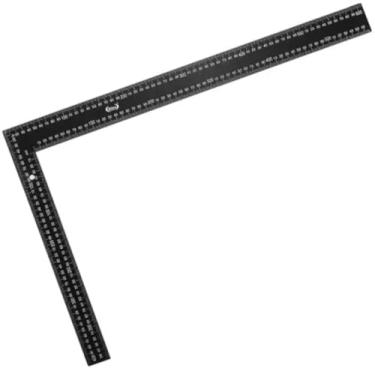 Imagem de Esquadro de Carpinteiro Profissional, 30 cm, Preto, Régua de Medição em Alumínio