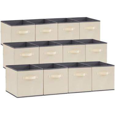 Imagem de Cubos de armazenamento Lifewit, 12 pacotes de 28 cm, dobráveis, bege