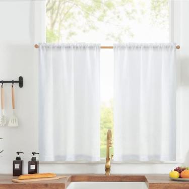 Imagem de Cortinas jinchan Linen Texturizadas Tier 24x66cm para cozinha