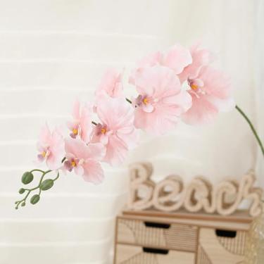 Imagem de Flores artificiais, galhos, hastes de orquídeas borboletas artificiais, arranjos de casamento, casa, jardim, festa, decoração ao ar livre (3 peças/rosa champanhe)
